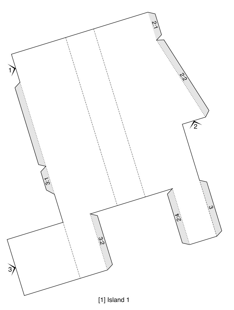 Abwicklung des Grundmoduls als Schnittmuster